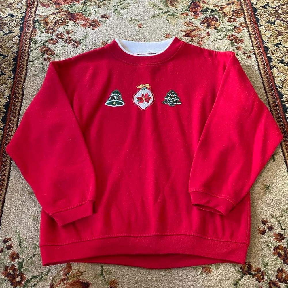Basic Editions Double Collared Christmas Crewneck - image 1